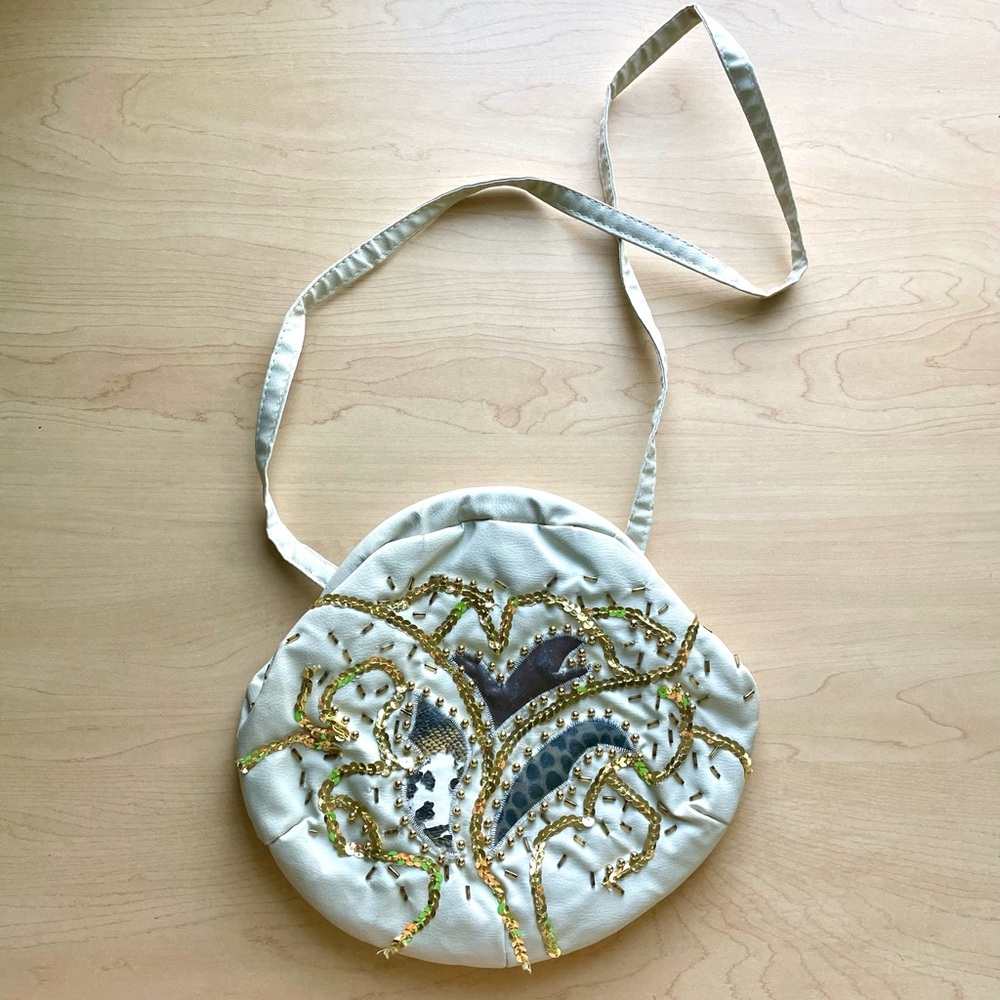 Vintage round faux leather decorative purse
